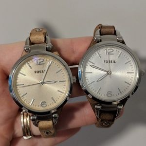 Great deal! 2 fossil watches. Tan and brown